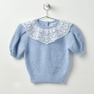 Self-Portrait Lace Collar Cable Jumper